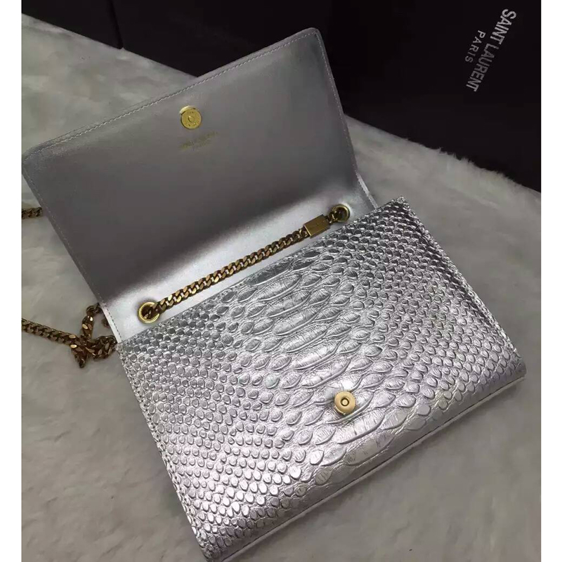 2016 YSL shoulder bag 311248 Silver with Bronze