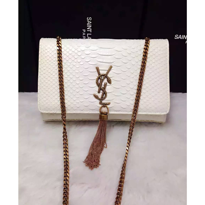 2016 YSL shoulder bag 311248 White with Bronze