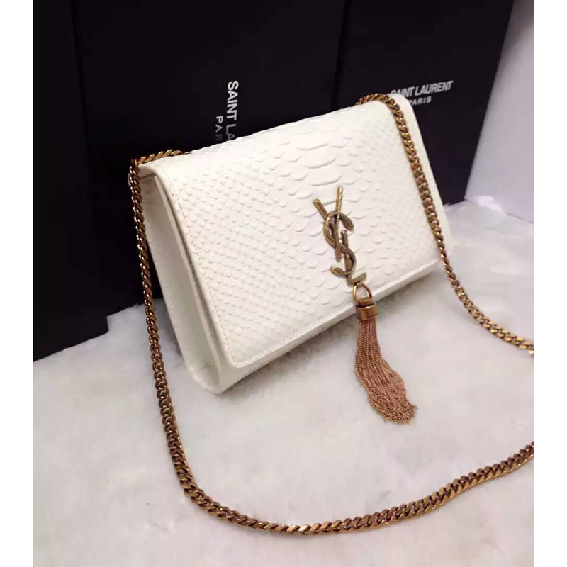 2016 YSL shoulder bag 311248 White with Bronze