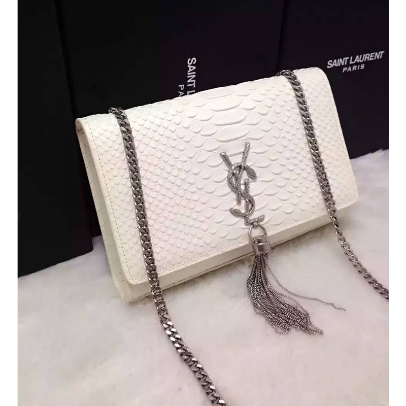 2016 YSL shoulder bag 311248 White with Silver