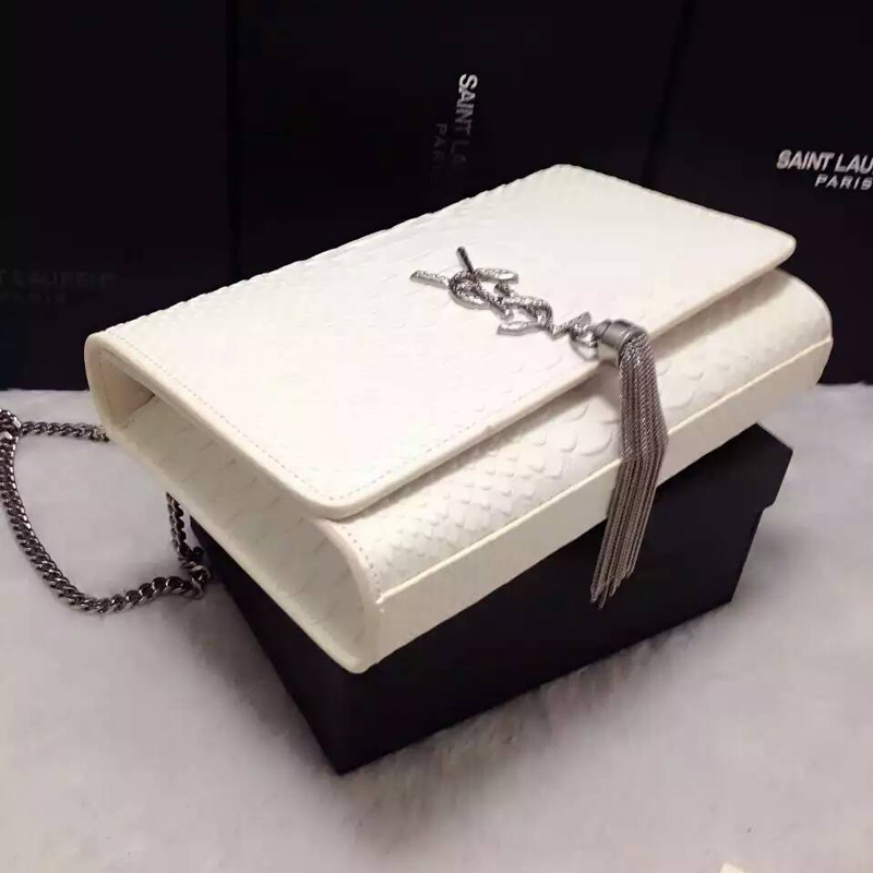 2016 YSL shoulder bag 311248 White with Silver