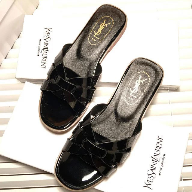 2016 Yves Saint Laurent women Flats Slippers in Patent leather