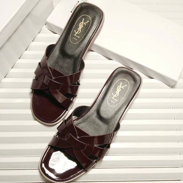 2016 Yves Saint Laurent women Flats Slippers in Patent leather