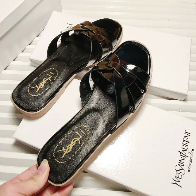 2016 Yves Saint Laurent women Flats Slippers in Patent leather