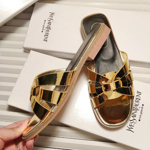 2016 Yves Saint Laurent women Flats Slippers in Patent leather