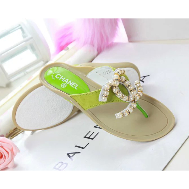 2016 chanle Flip-flops shoes with Pearl