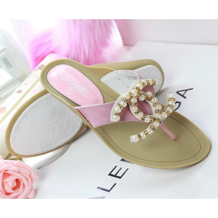 2016 chanle Flip-flops shoes with Pearl