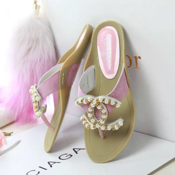 2016 chanle Flip-flops shoes with Pearl