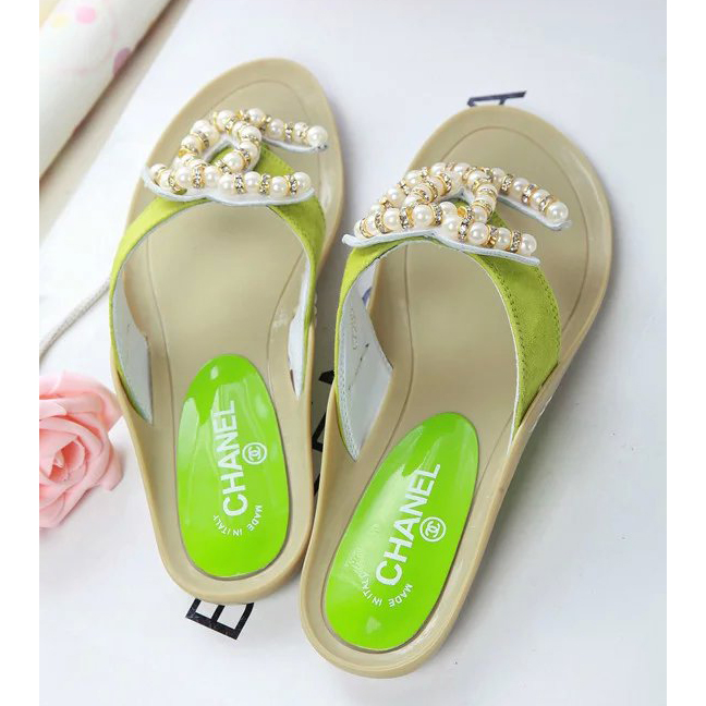 2016 chanle Flip-flops shoes with Pearl