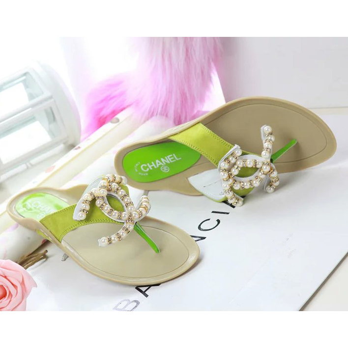 2016 chanle Flip-flops shoes with Pearl