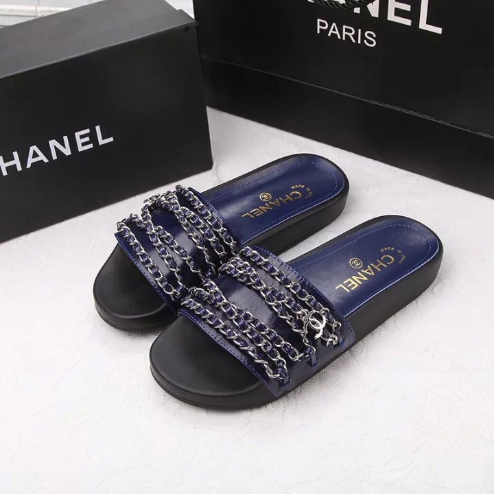 2016 chanle Slippers shoes in Calfskin leather with Chain