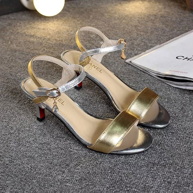 2016 chanle women Sandals in Calfskin leather with Heel Height 6cm