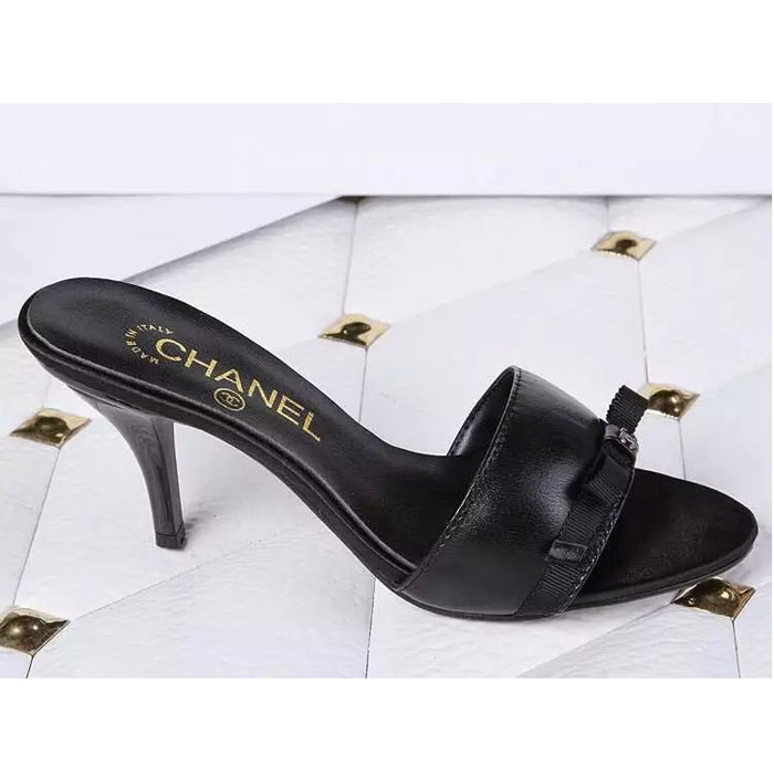 2016 chanle women Slippers in Sheepskin leather with Heel Height 8cm