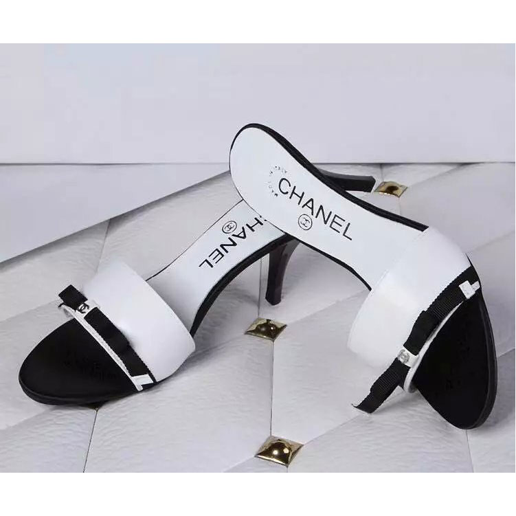 2016 chanle women Slippers in Sheepskin leather with Heel Height 8cm