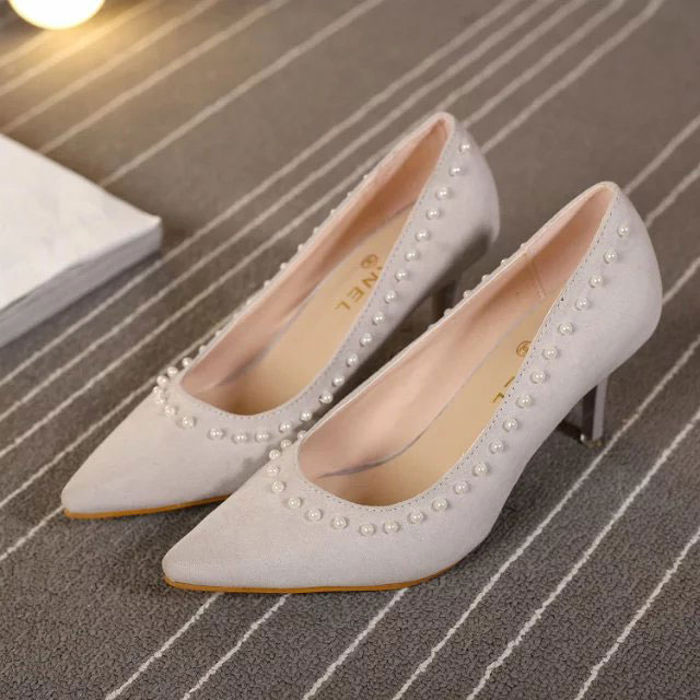 2016 chanle women shoes in flannel with pearl