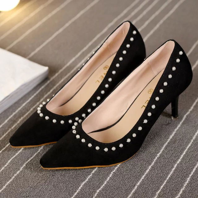 2016 chanle women shoes in flannel with pearl