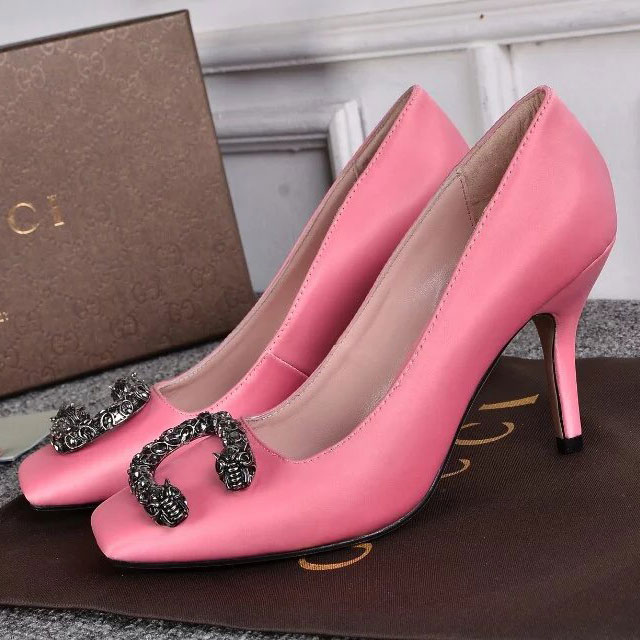 2016 gucci Latest women shoes in silk Heel Height 8.5cm