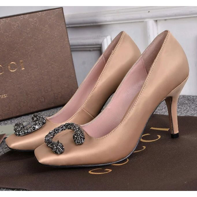 2016 gucci Latest women shoes in silk Heel Height 8.5cm