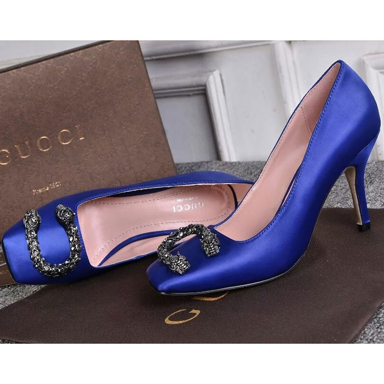 2016 gucci Latest women shoes in silk Heel Height 8.5cm