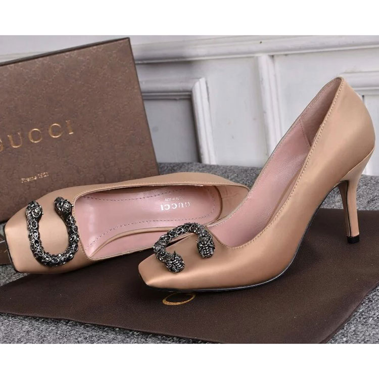 2016 gucci Latest women shoes in silk Heel Height 8.5cm