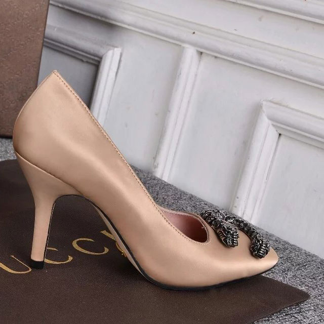 2016 gucci Latest women shoes in silk Heel Height 8.5cm