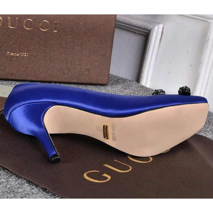 2016 gucci Latest women shoes in silk Heel Height 8.5cm