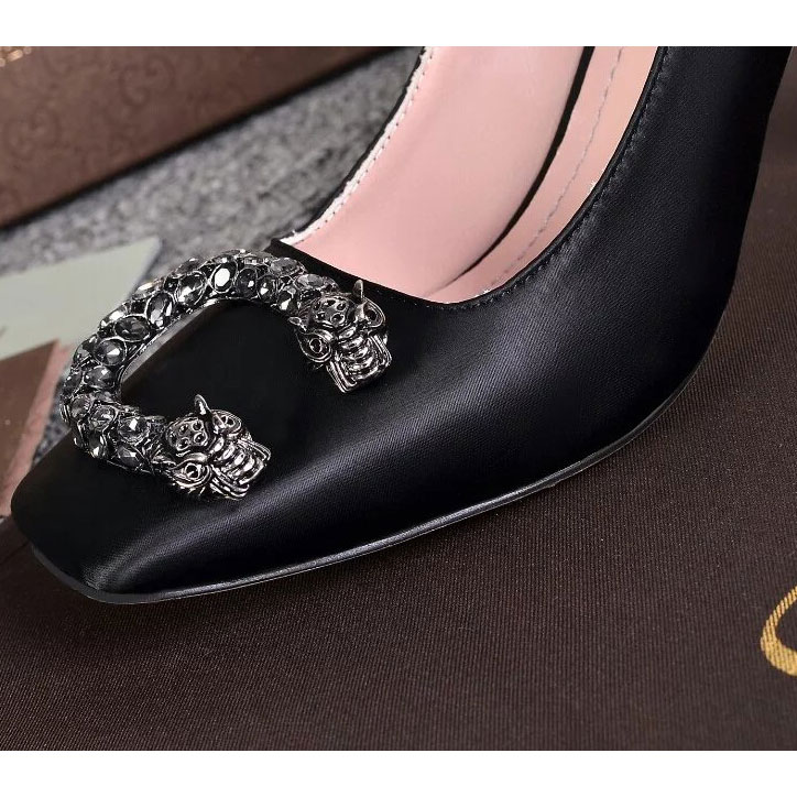 2016 gucci Latest women shoes in silk Heel Height 8.5cm