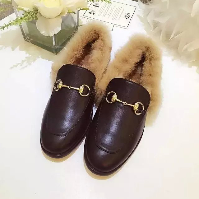 2016 gucci women Calfskin leather shoes with wool