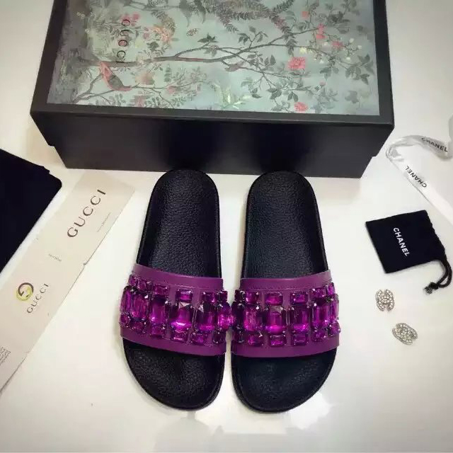 2016 gucci women Slippers With Rhinestone