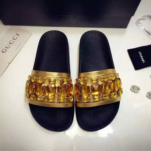 2016 gucci women Slippers With Rhinestone