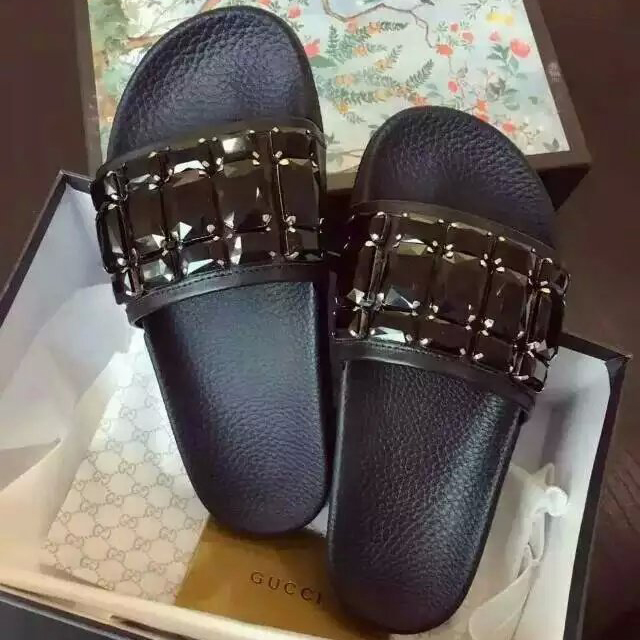 2016 gucci women Slippers With Rhinestone