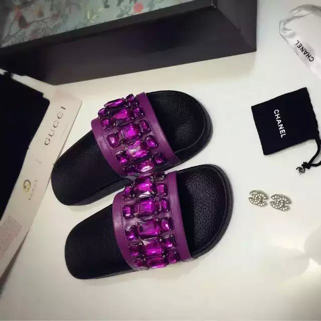 2016 gucci women Slippers With Rhinestone