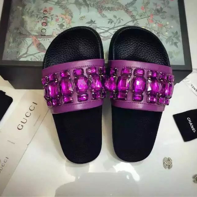 2016 gucci women Slippers With Rhinestone