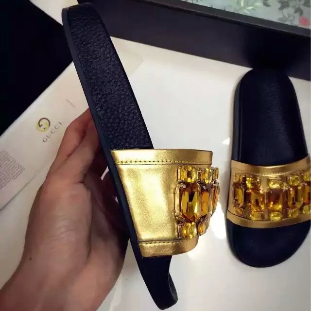 2016 gucci women Slippers With Rhinestone