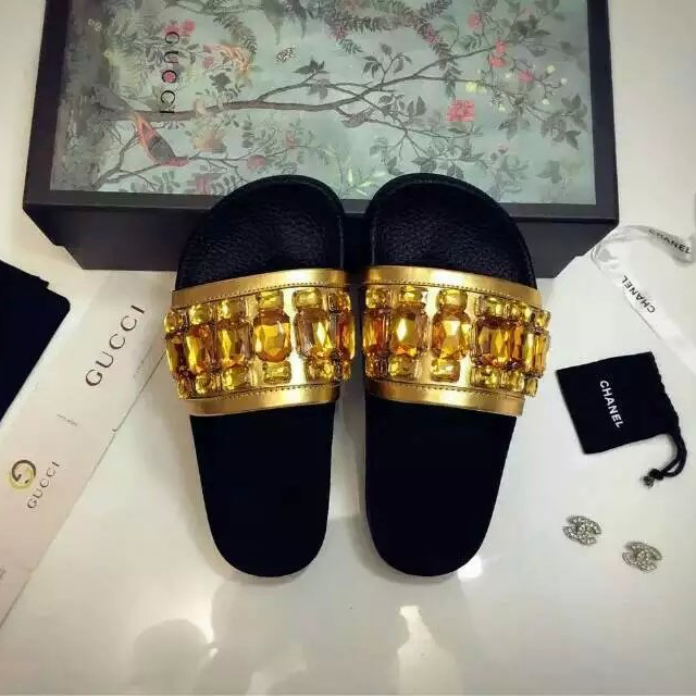 2016 gucci women Slippers With Rhinestone