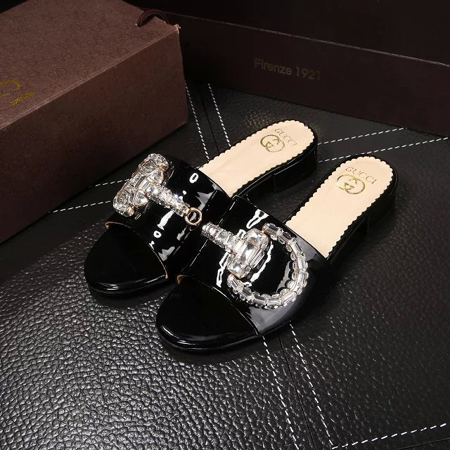 2016 gucci women Slippers in Calfskin leather with Rhinestone