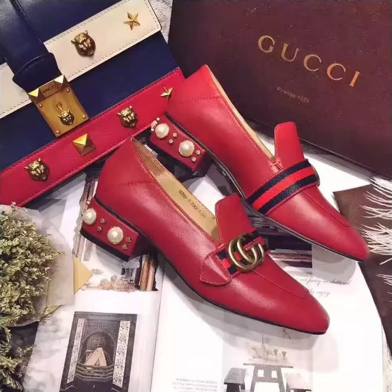 2016 gucci women classic shoes in Calfskin leather