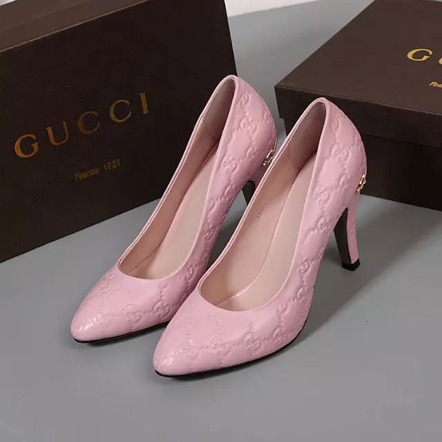 2016 gucci women high-heeled shoes in Calfskin leather 9CM