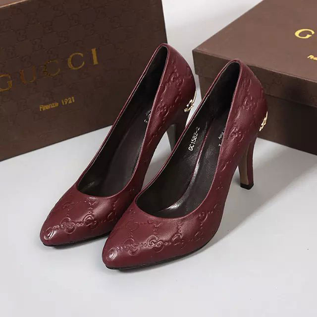 2016 gucci women high-heeled shoes in Calfskin leather 9CM