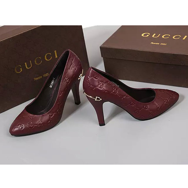 2016 gucci women high-heeled shoes in Calfskin leather 9CM