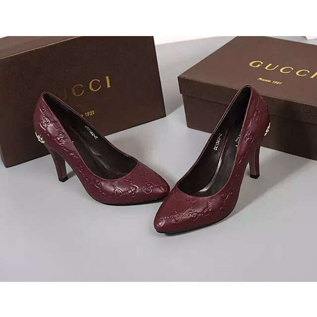 2016 gucci women high-heeled shoes in Calfskin leather 9CM