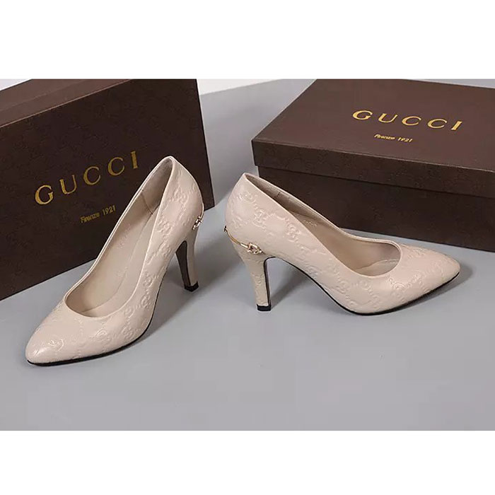 2016 gucci women high-heeled shoes in Calfskin leather 9CM