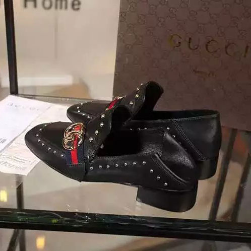 2016 gucci women shoes in Calfskin leather with rivet