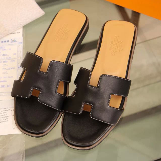 2016 hermes classic women Flats Slippers in Calfskin leather