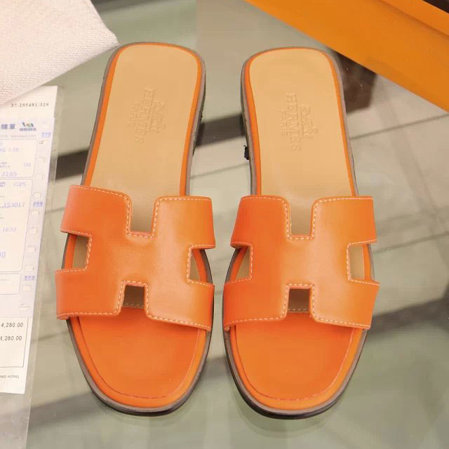 2016 hermes classic women Flats Slippers in Calfskin leather