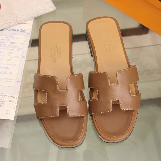 2016 hermes classic women Flats Slippers in Calfskin leather