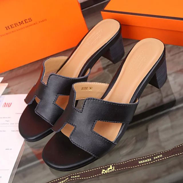 2016 hermes classic women Slippers in Calfskin leather