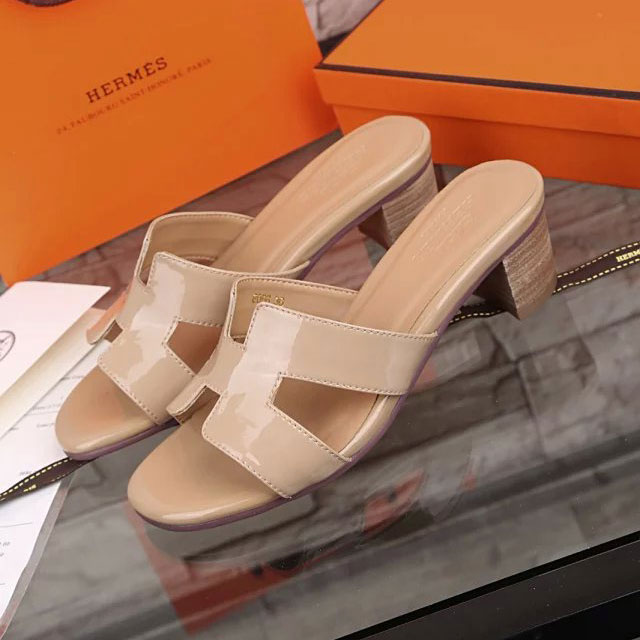 2016 hermes classic women Slippers in Patent leather