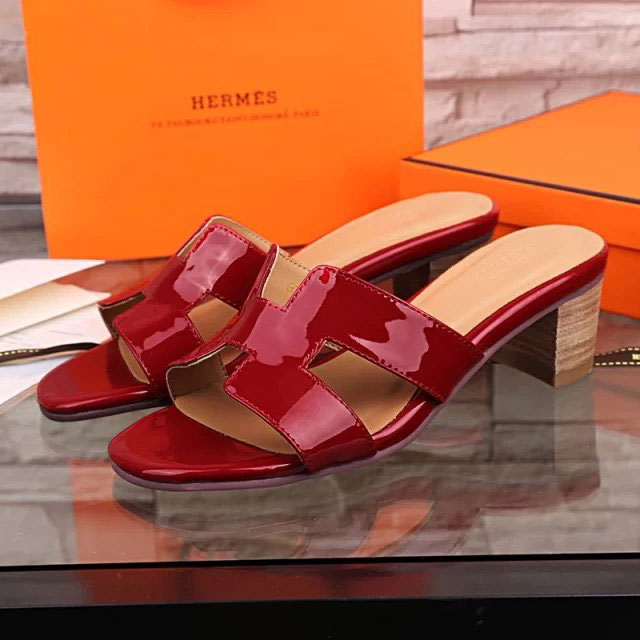 2016 hermes classic women Slippers in Patent leather