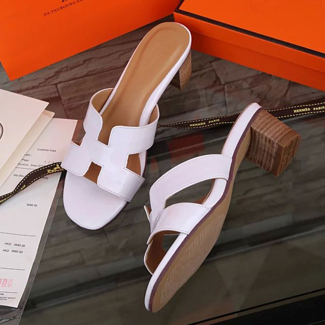 2016 hermes classic women Slippers in Patent leather